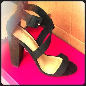 Black open toe heels